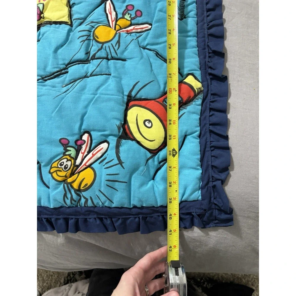 Vintage Barney‎ Barney's Bedtime Stories Quilt Crib Baby Blanket Plush 26x41